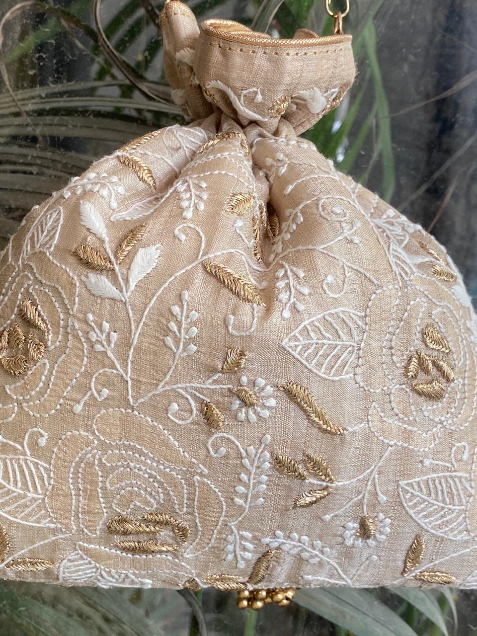 Beige Silk Potli,