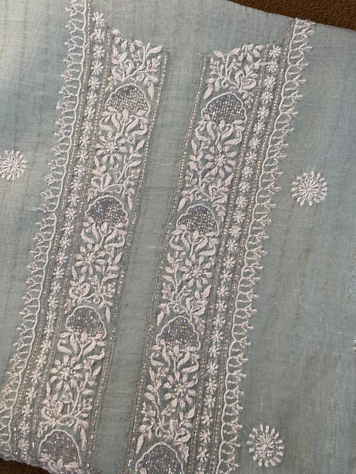 Green Mul Chanderi Chikankari Mens kurta