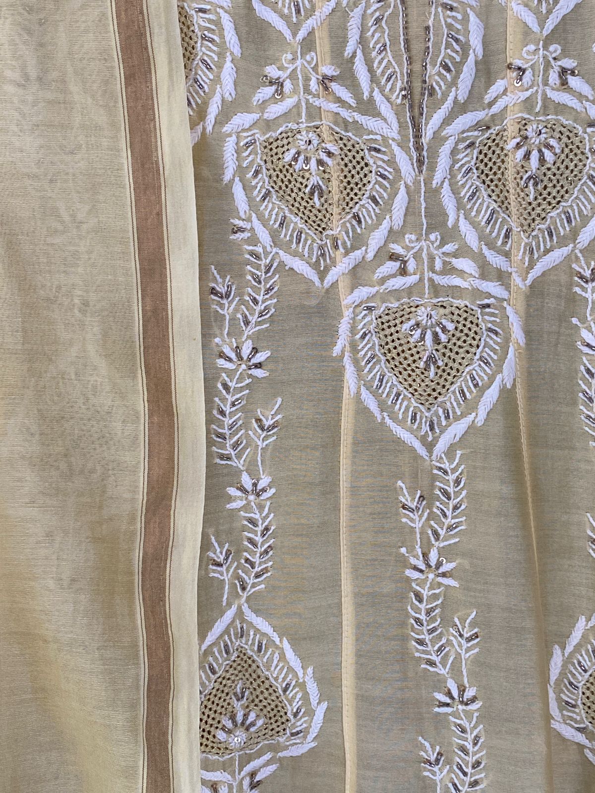 Yellow Chanderi Chikankari Anarkali Set