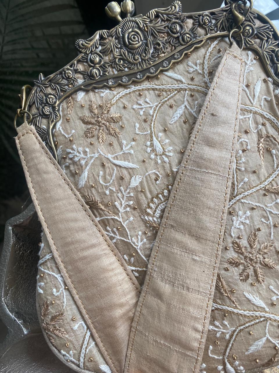Beige Silk Potli