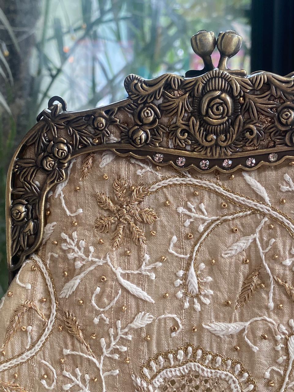 Beige Silk Potli