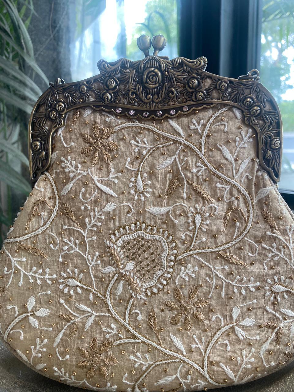 Beige Silk Potli