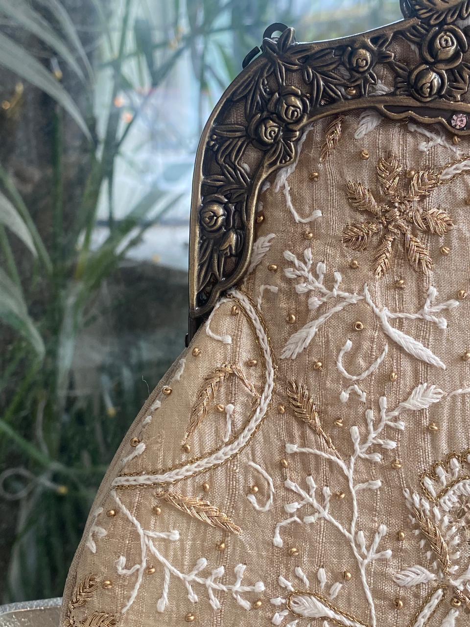 Beige Silk Potli