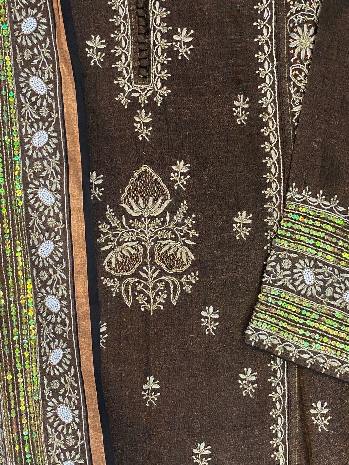 Black Tissue Chikankari Anarkali Set