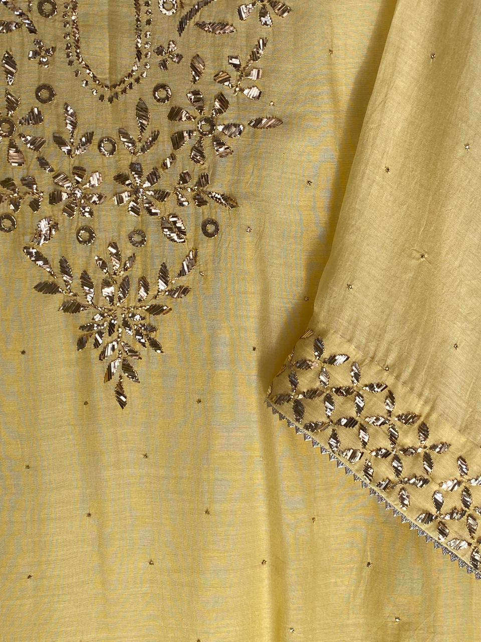 Yellow ombre Mukaish Mul-chanderi Kurta set