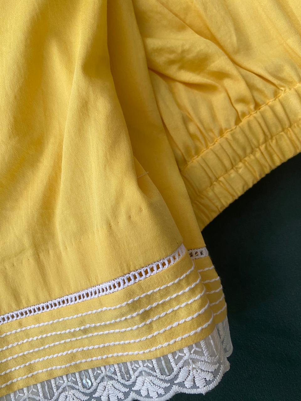 Yellow ombre Mukaish Mul-chanderi Kurta set