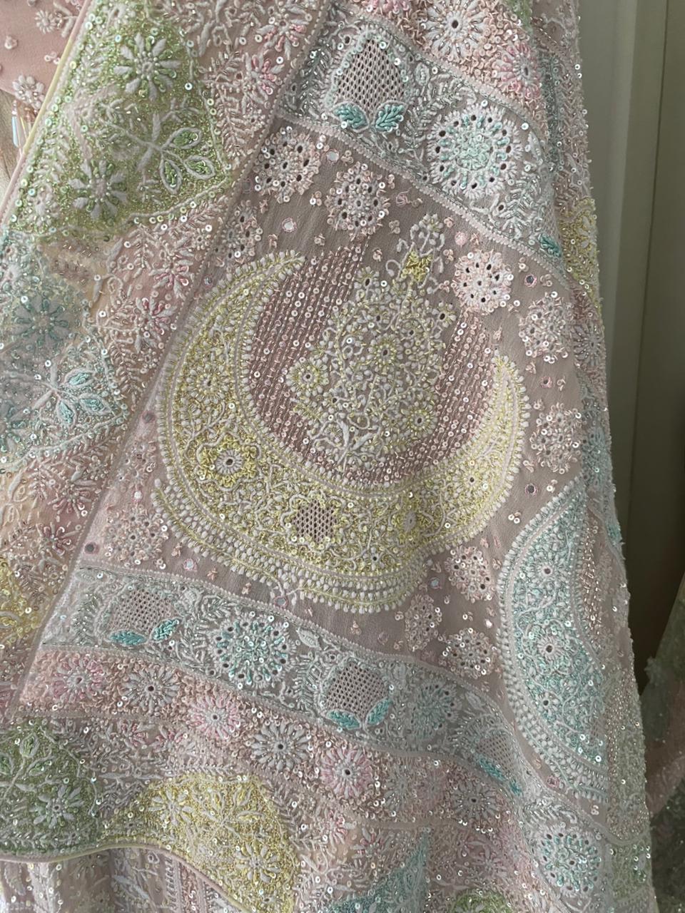 Onion Pink Georgette Chikankari Lehenga Set