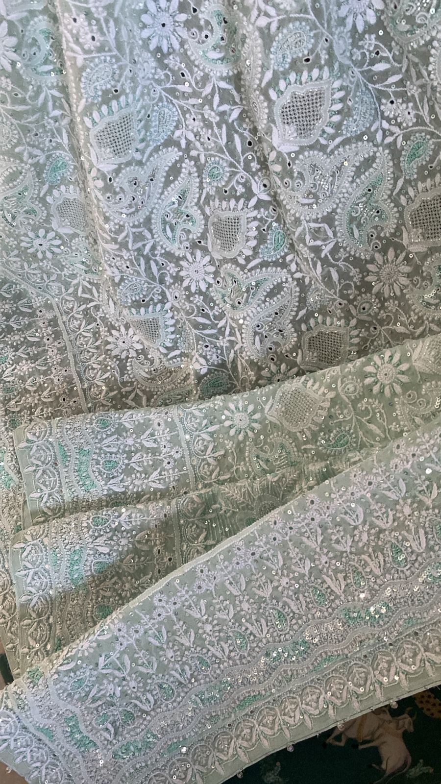 Sea Green Georgette Chikankari Lehenga Set
