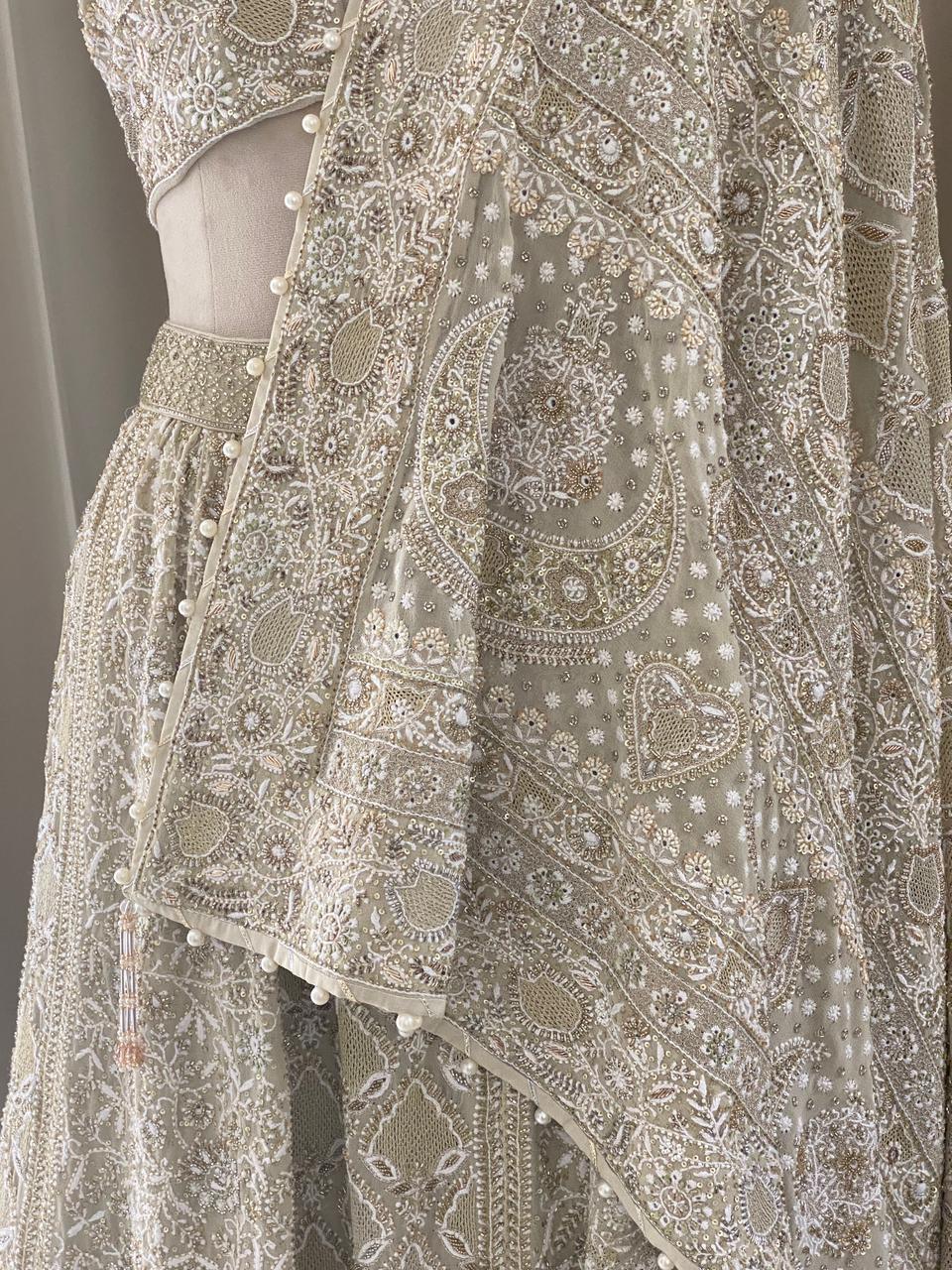 Sage Green Georgette Chikankari Lehenga Set