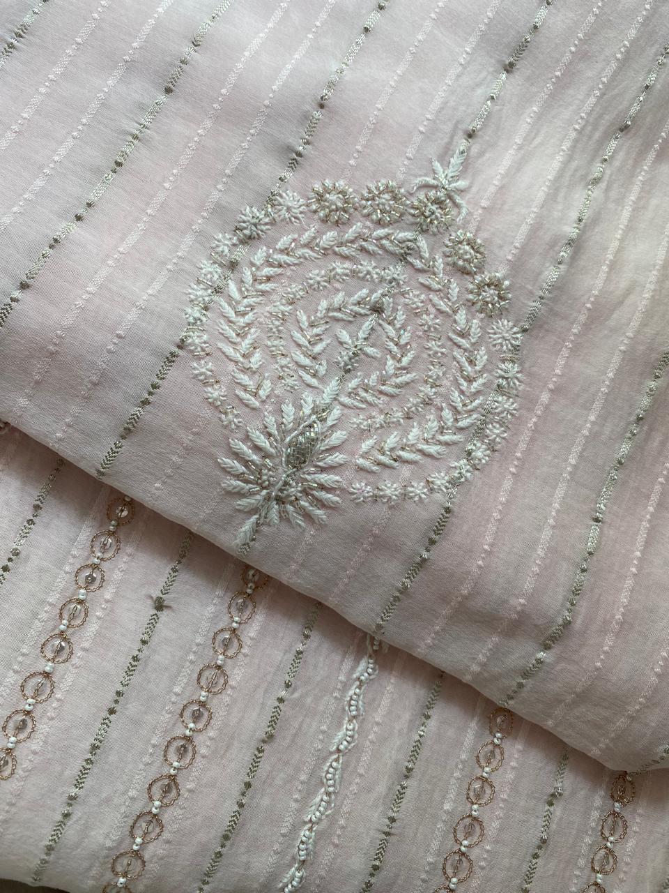 Blush Pink Mul Chanderi Chikankari Men's Kurta