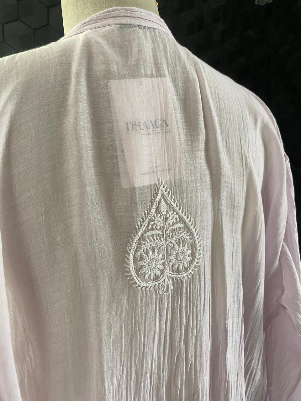 Pink Mul ChanderiChikankari Co-ord set