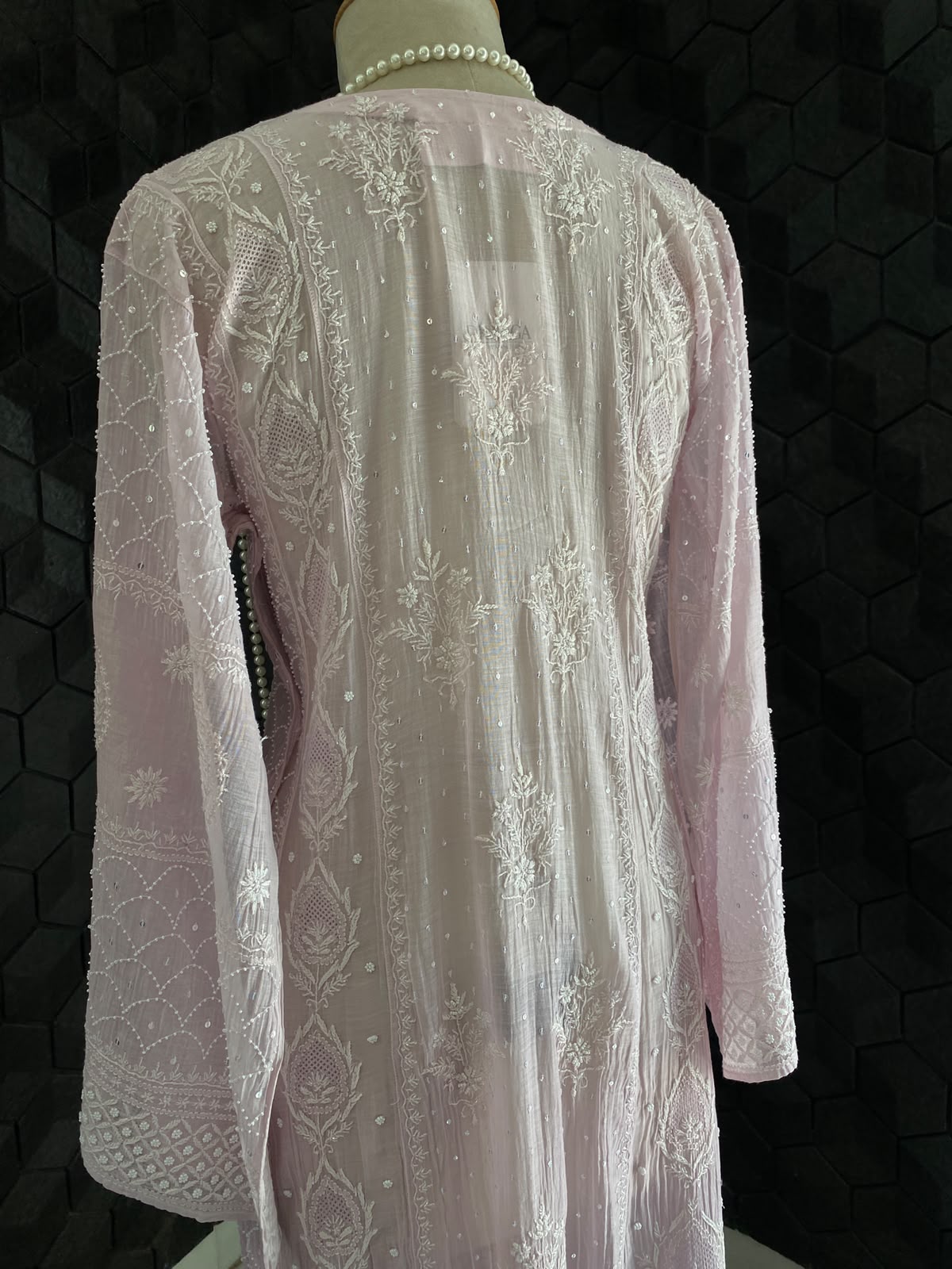 Pink Mul Chanderi Kurta Set with Beads and Sequins Work