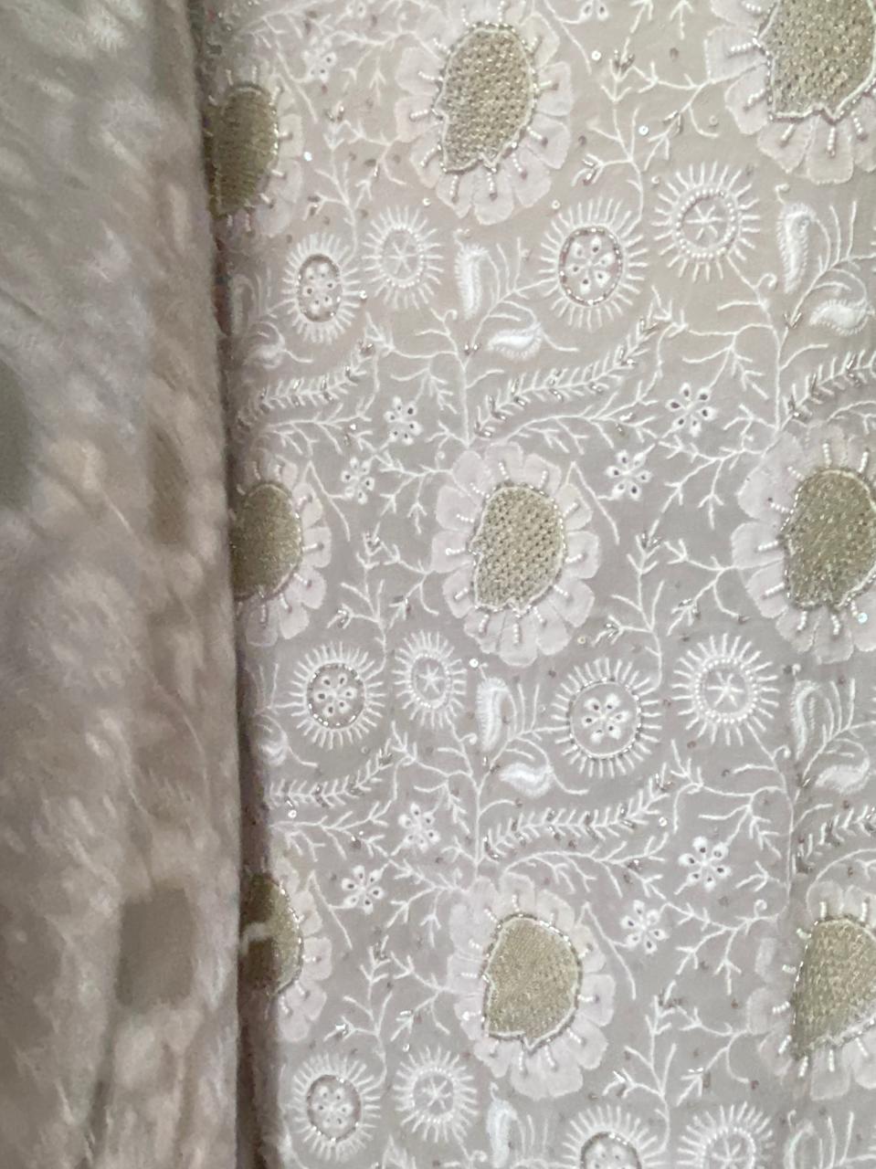 Lilac Georgette Chikankari Saree with Statement Paan Boota