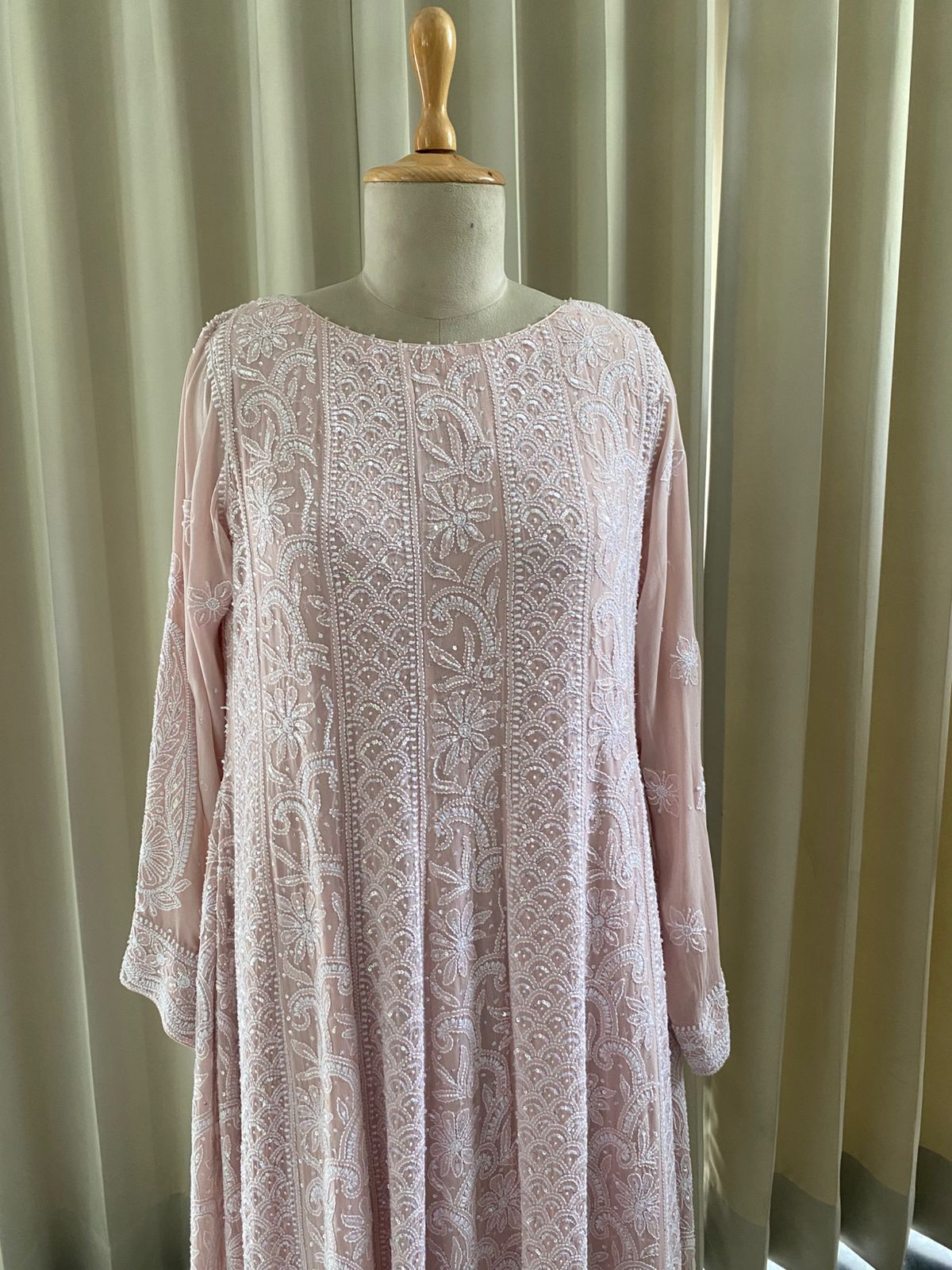 Pink Georgette Chikankari Anarkali Set