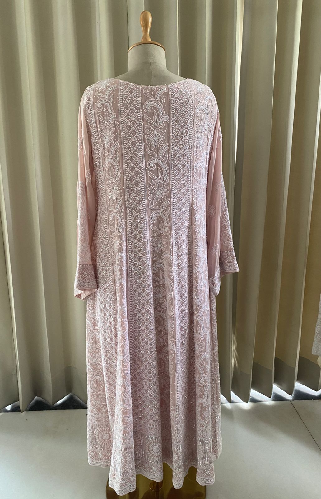Pink Georgette Chikankari Anarkali Set