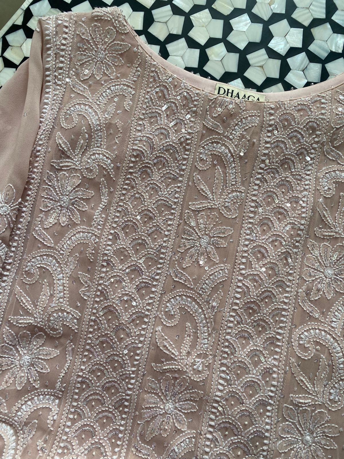 Pink Georgette Chikankari Anarkali Set