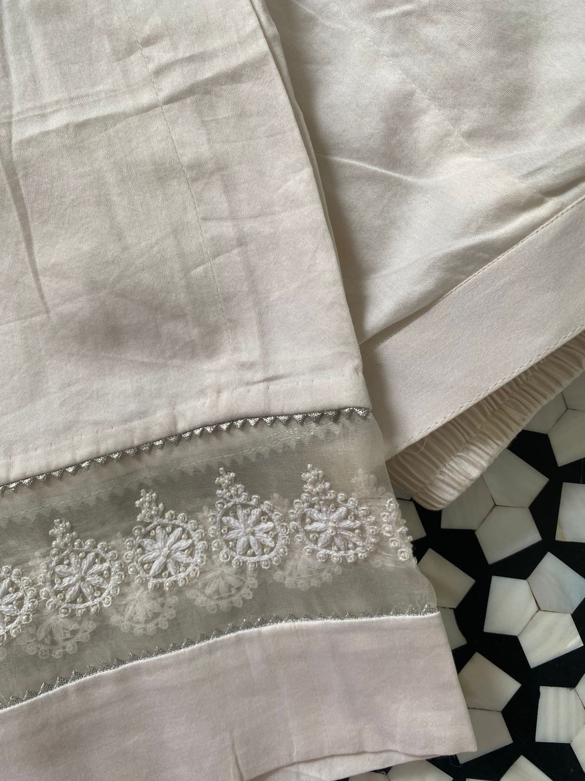 White Georgette Chikankari Anarkali Set