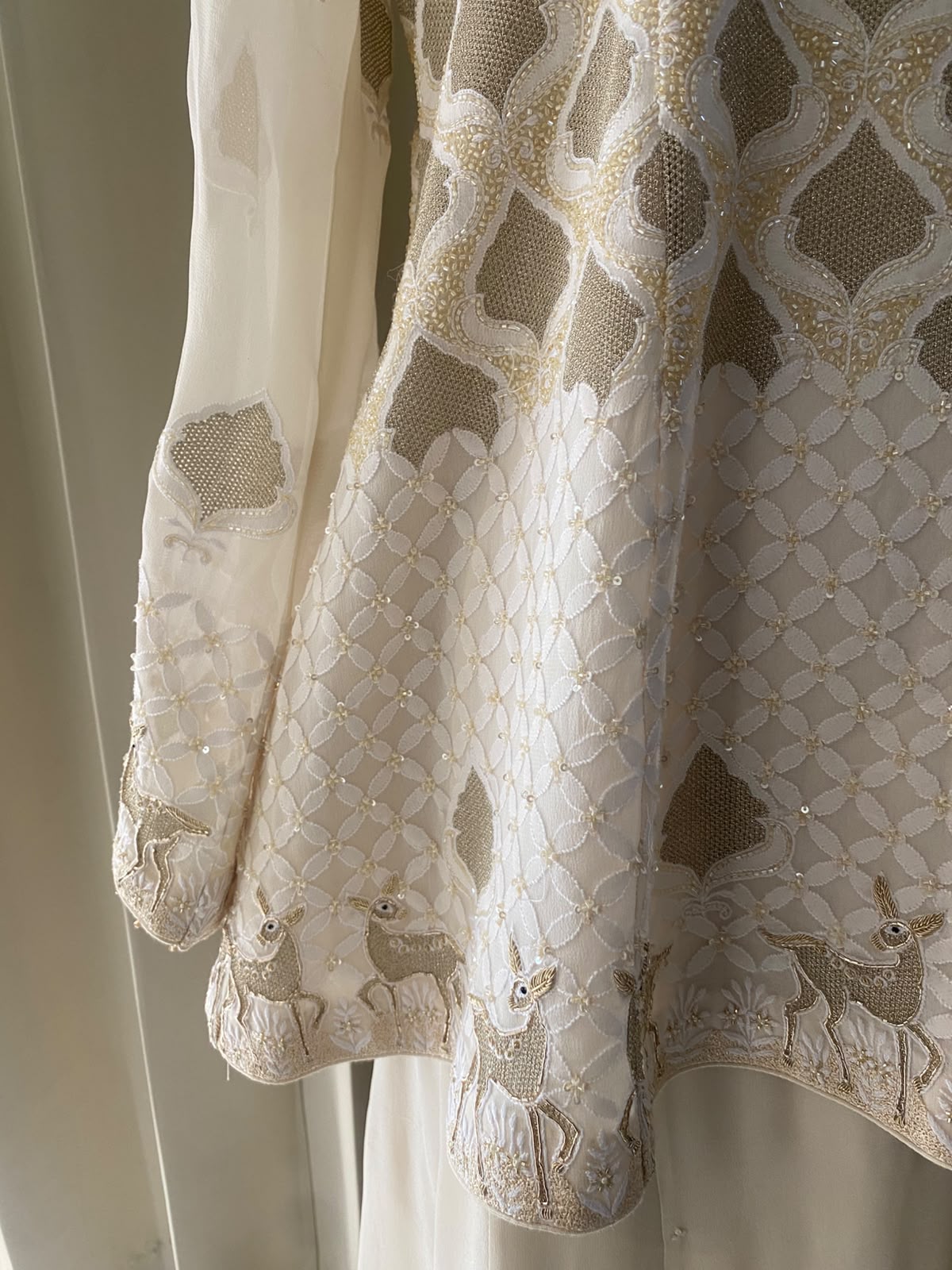 Ivory Georgette Chikankari Deer Sharara Set