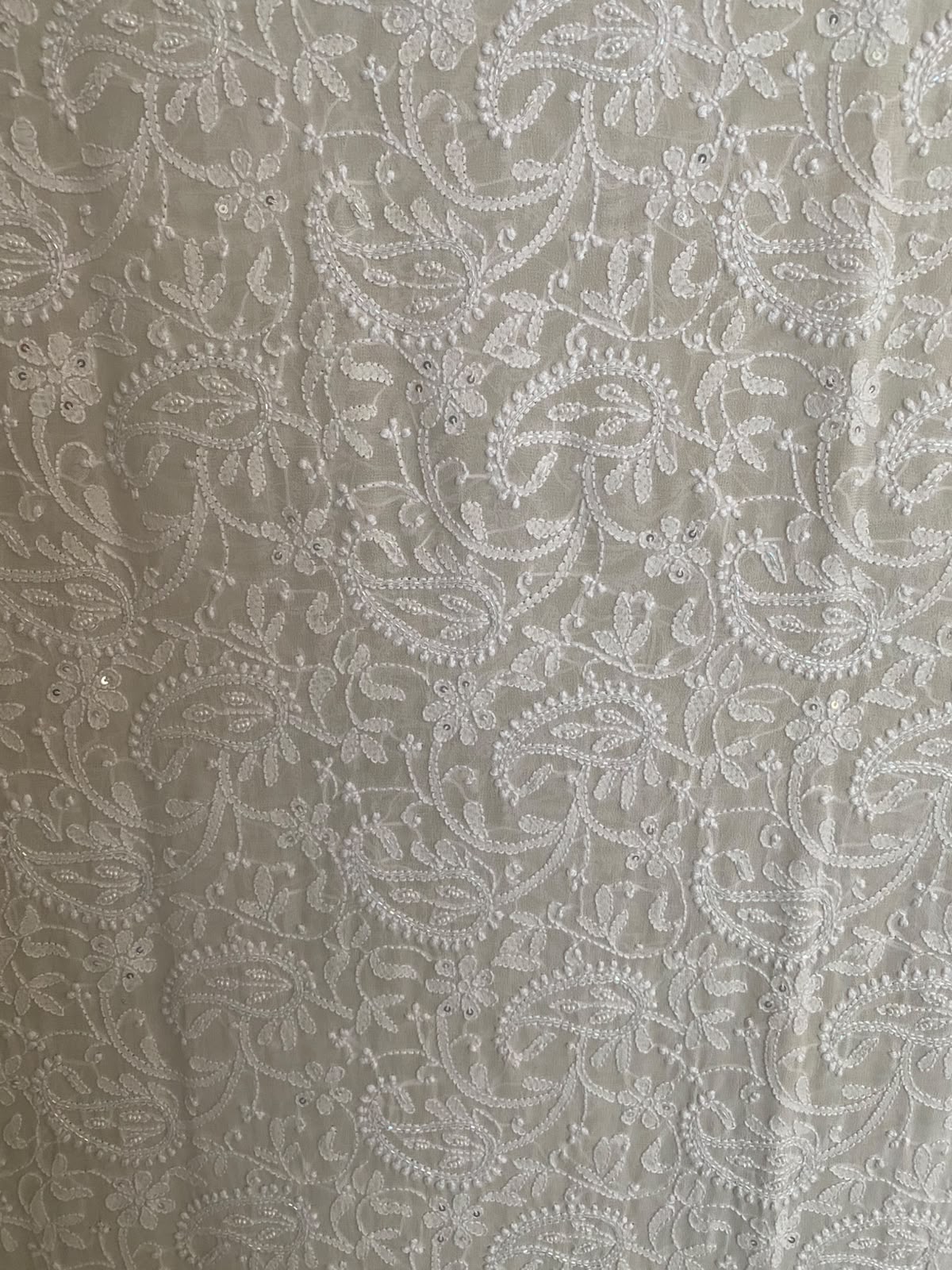 White Georgette Chikankari Dupatta