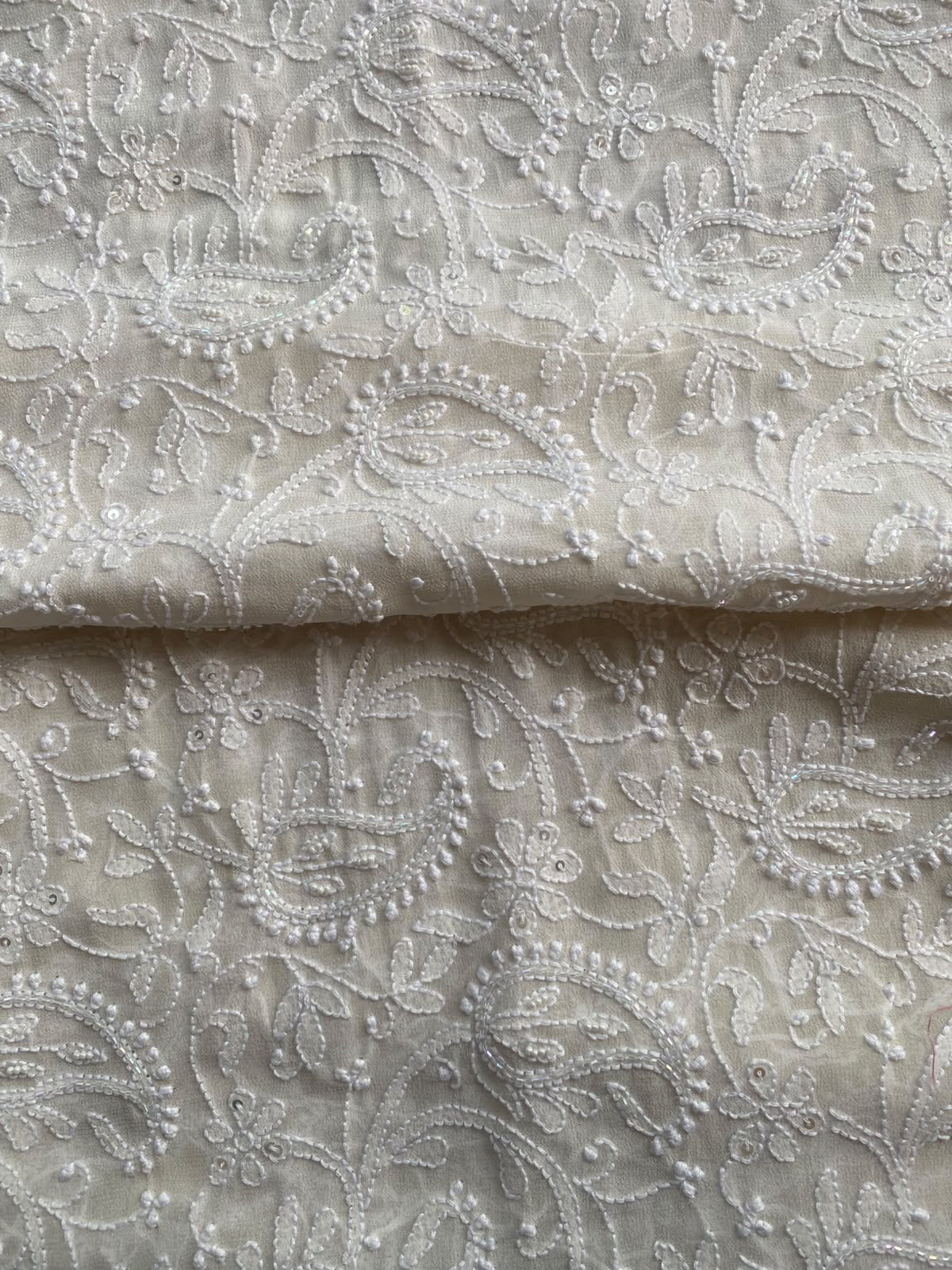 White Georgette Chikankari Dupatta