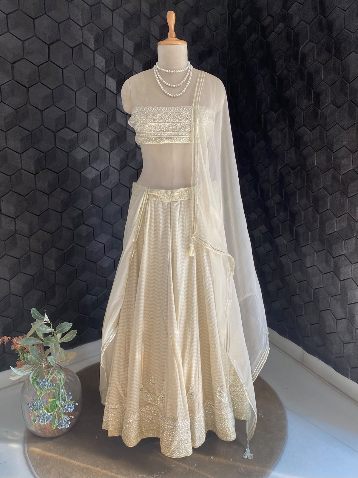 Green Chand Bali Motif Lehenga Set in Chanderi
