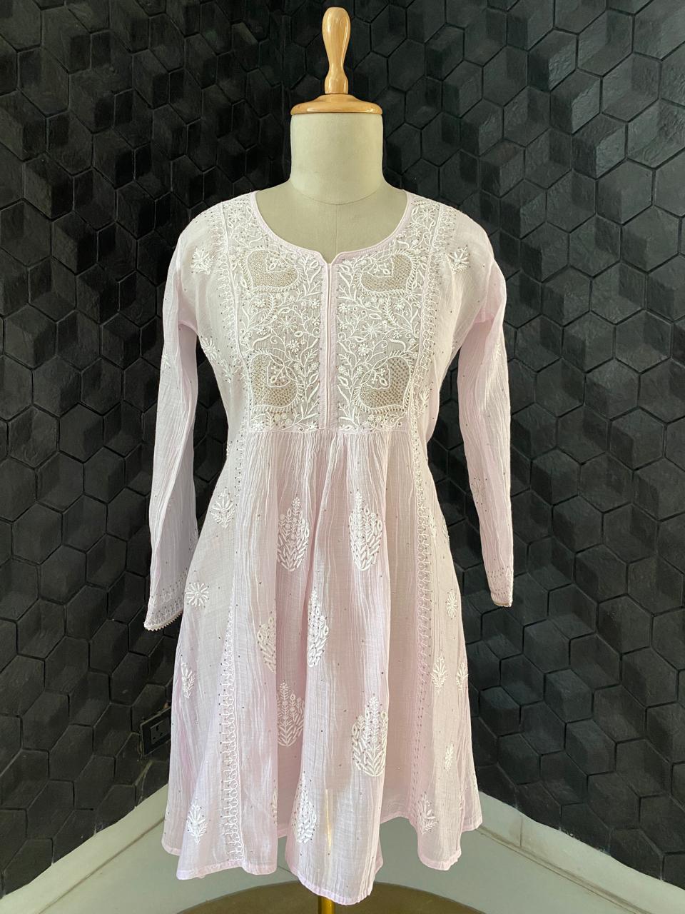 Lilac Mul Chanderi Chikankari and Mukaish Sharara Set