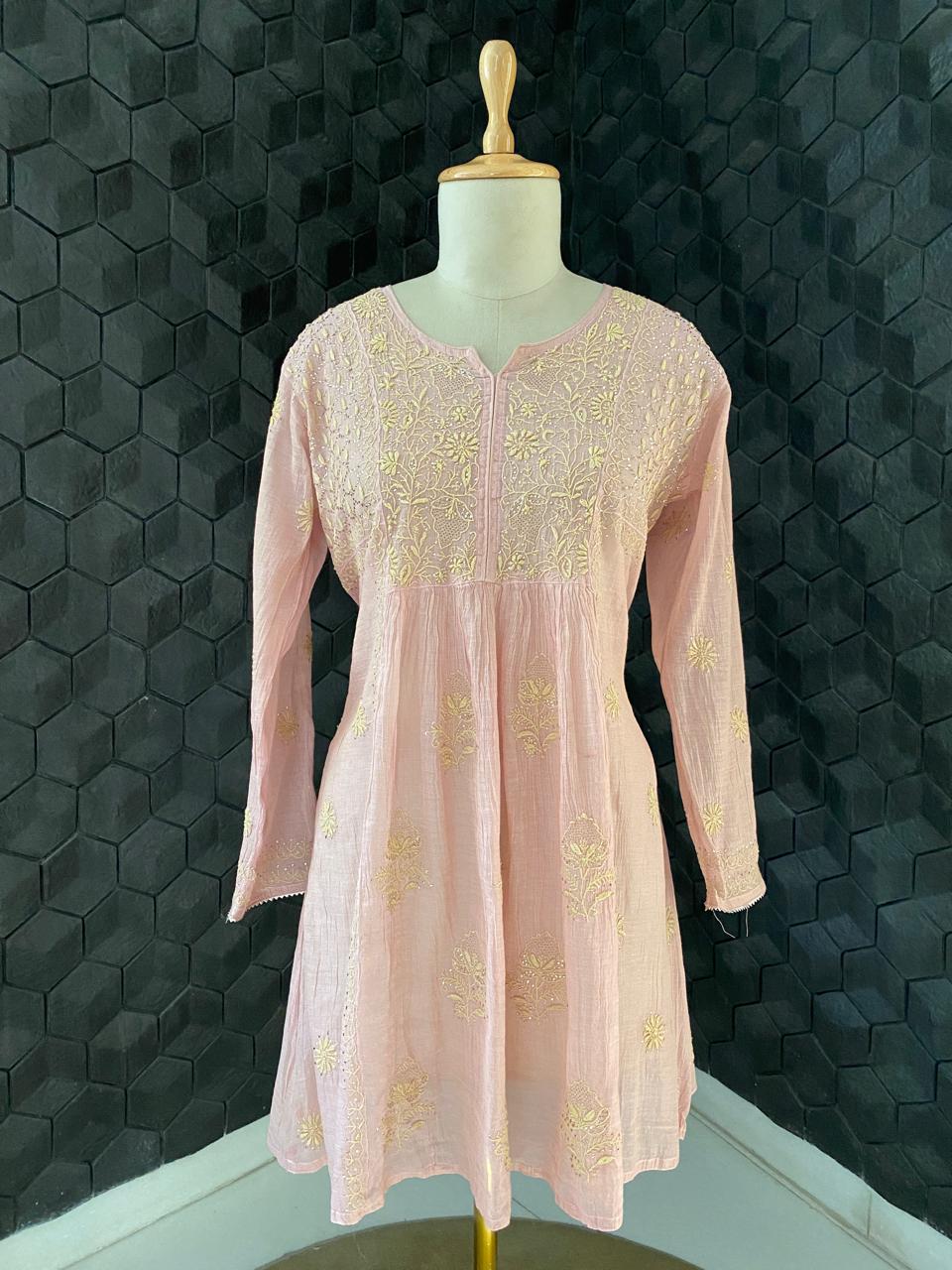 Pink Golden Tissue Chikankari and Mukaish Sharara Set