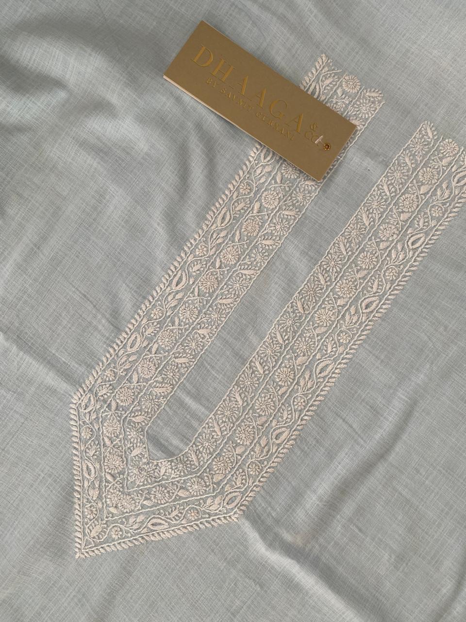 Sky Blue Soft Chanderi chikankari men’s kurta