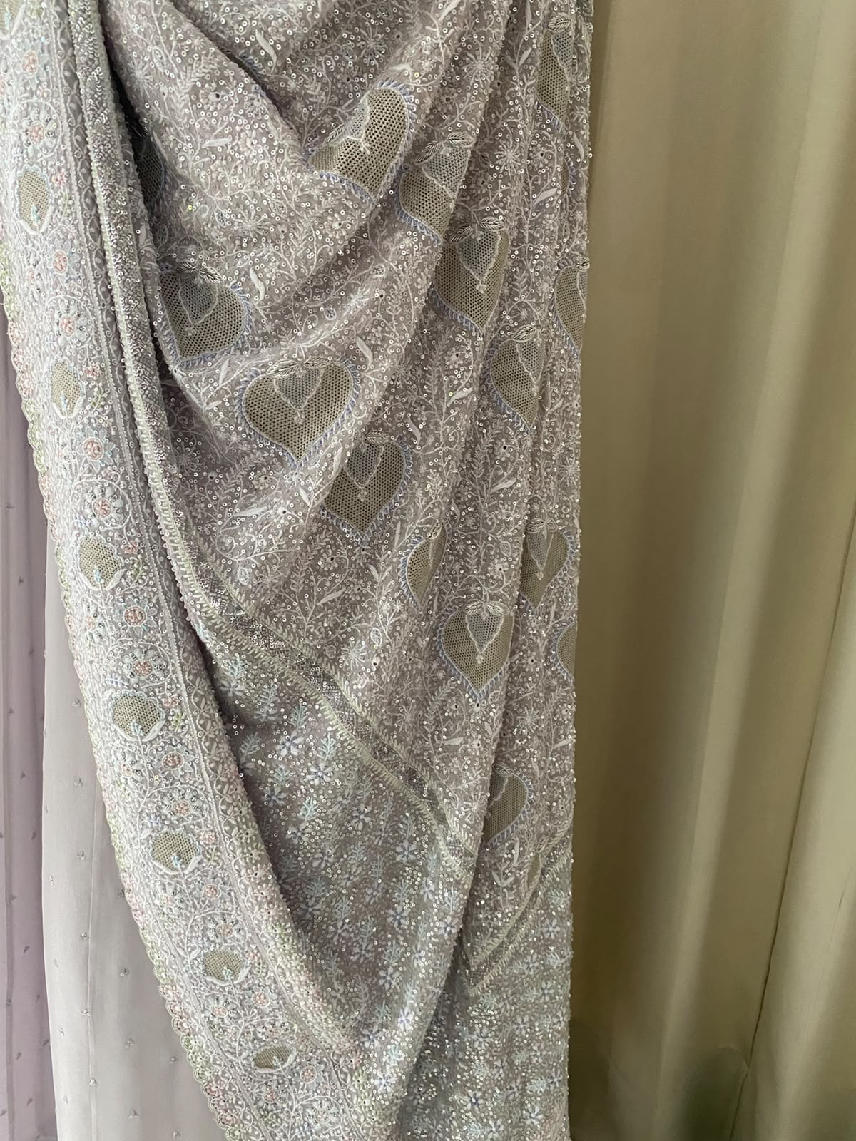 Lilac Georgette Anarkali Set with Embroidered Heavy Dupatta