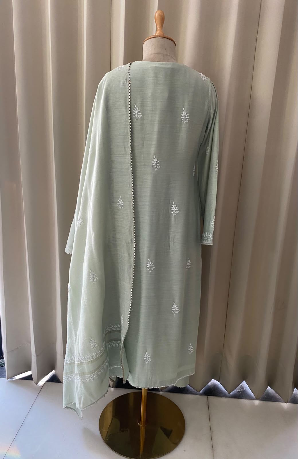 Sage Green Moonga Silk Kurta Set