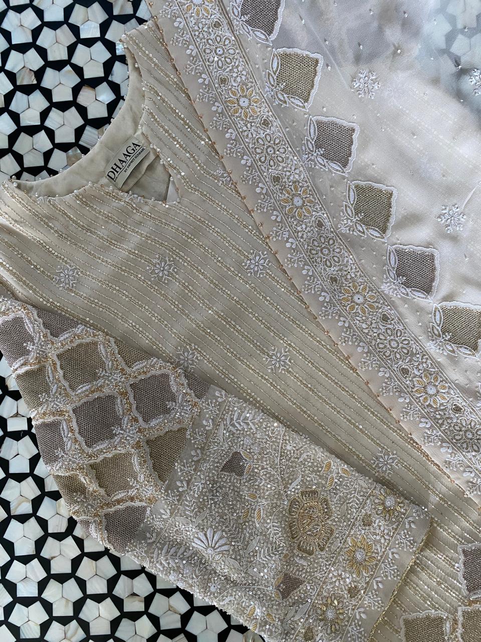 Ek-taar duo-toned kasab jaali sharara set
