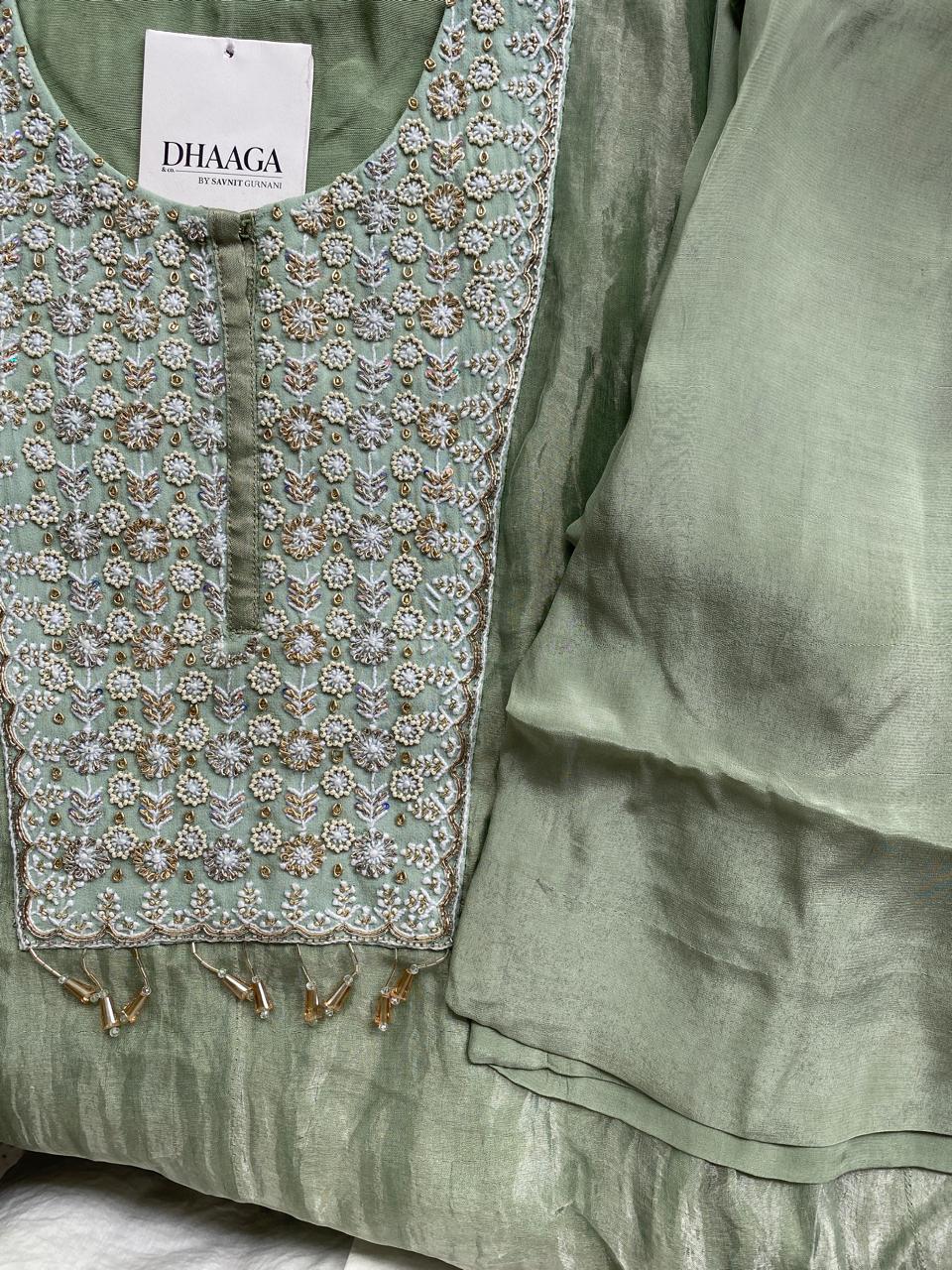 Sage Green Organza Kaftan