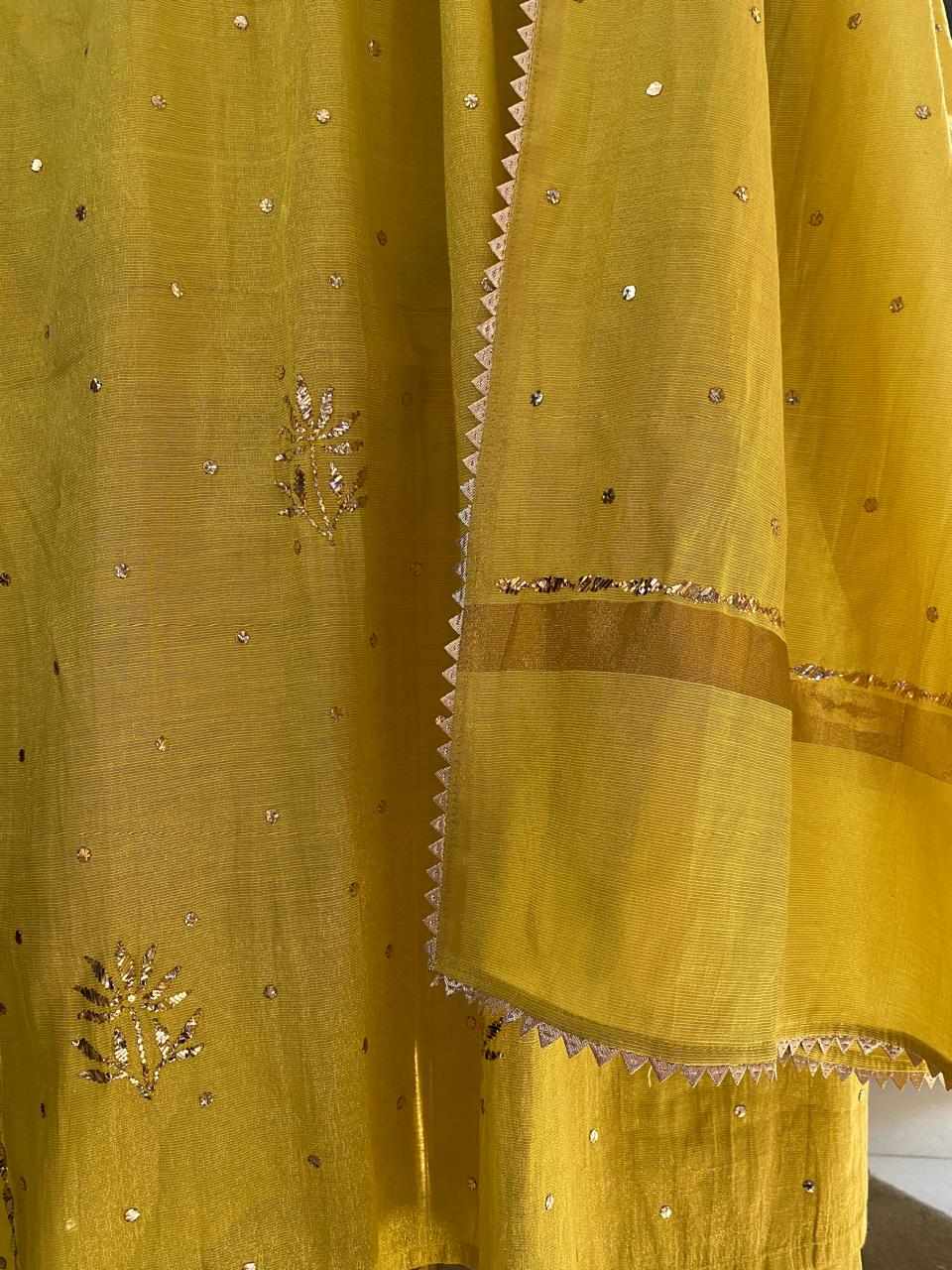 Golden Tissue Kurta Set