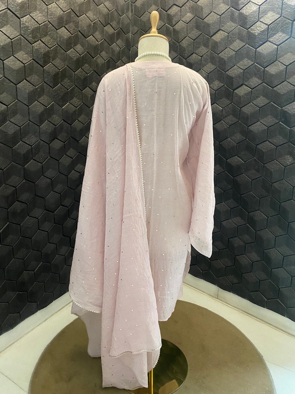 Lilac Golden tissue Mukaish and Kamdani kurta set