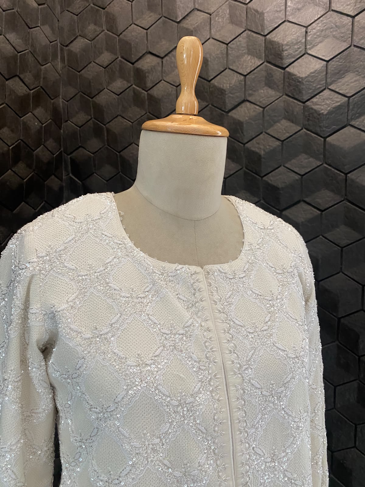White georgette Chikankari gilet-set