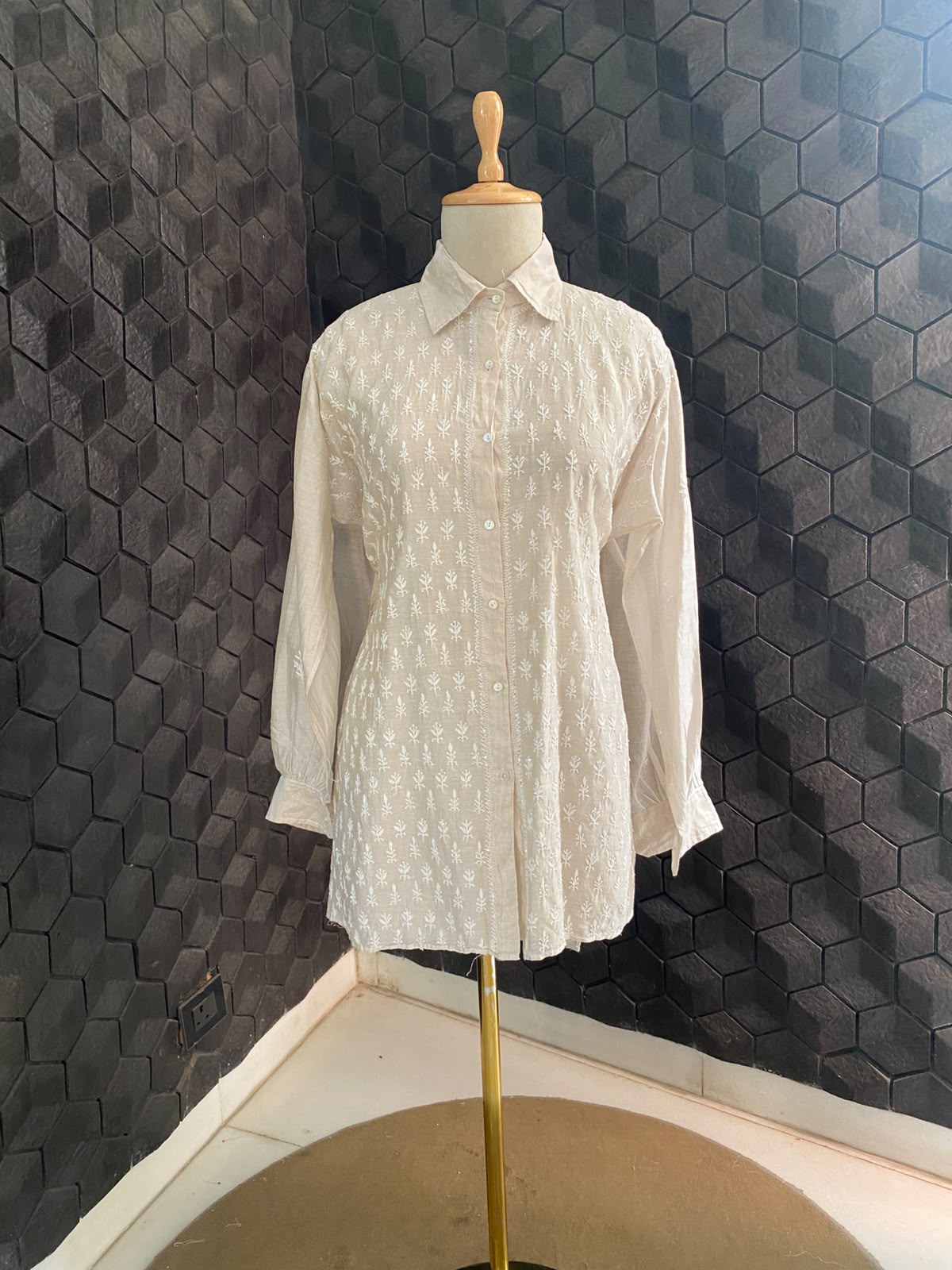 Golden Tissue ivory chikankari shirt