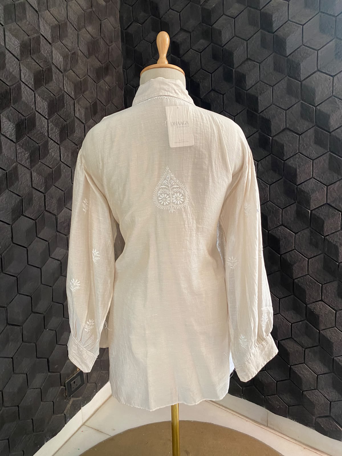 Golden Tissue ivory chikankari shirt
