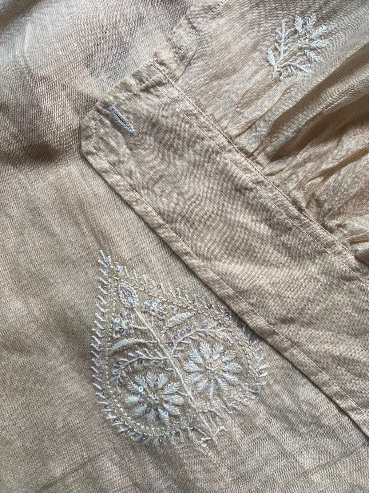 Golden Tissue ivory chikankari shirt