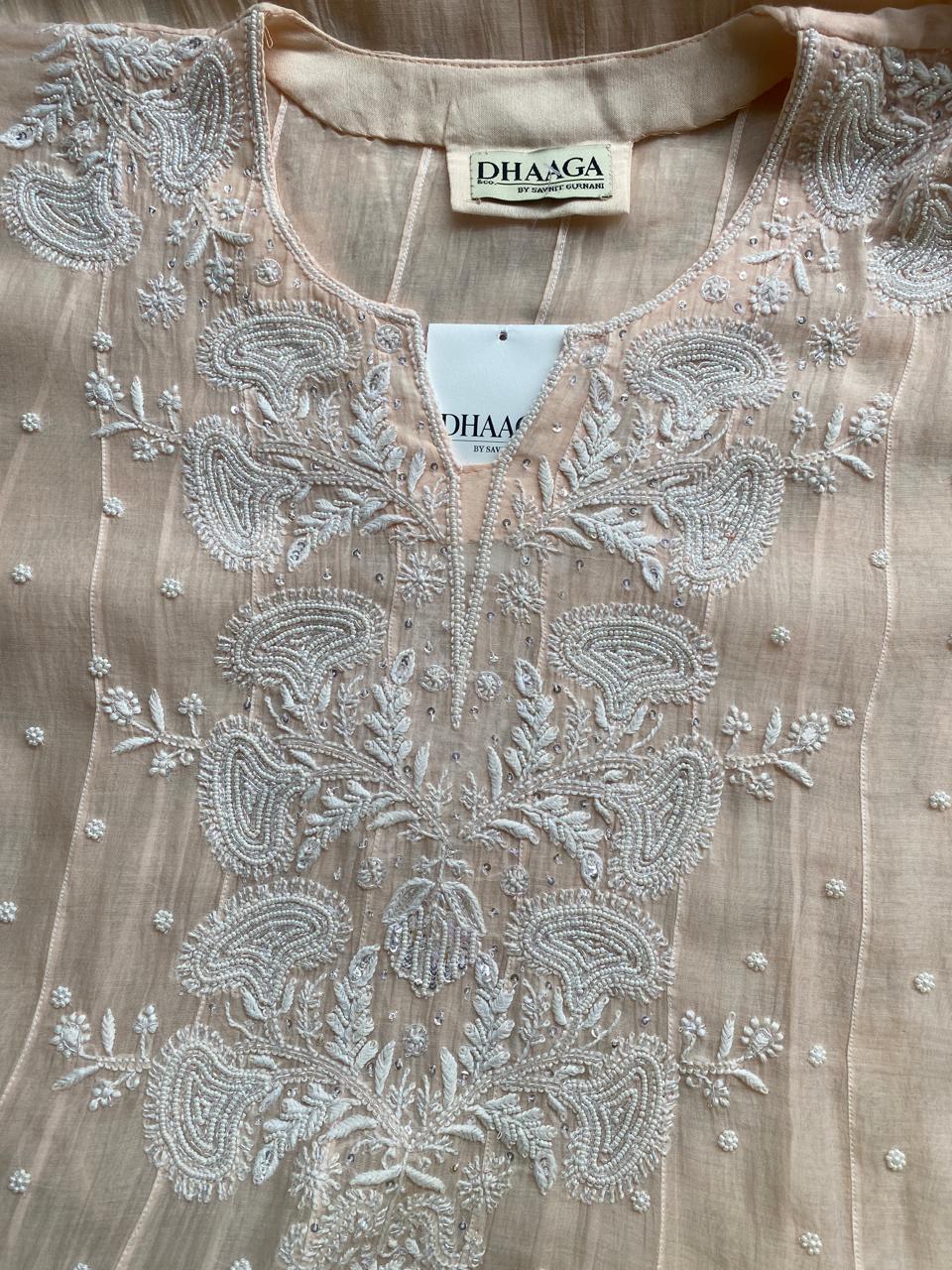 Peach Mul chanderi Anarkali Kurta Set