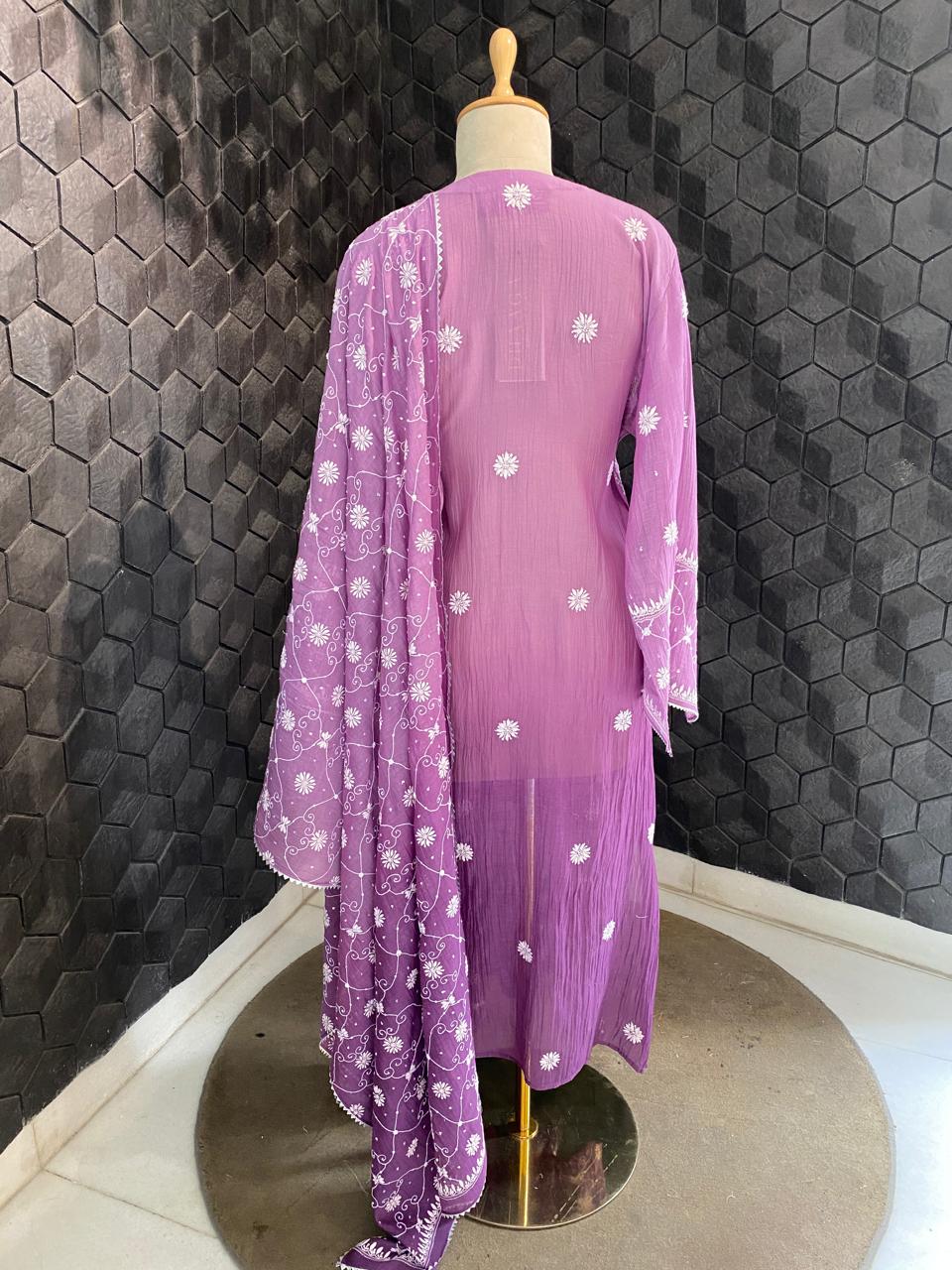 Purple ombre Mul Chanderi kurta set