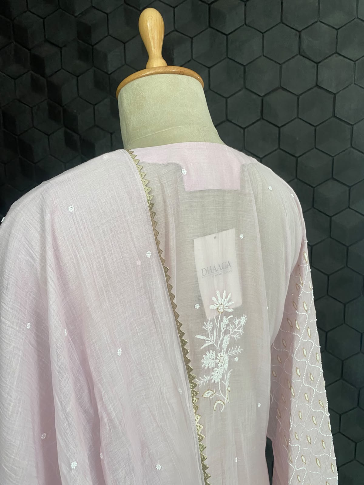 Rose Quartz Pink Chanderi Chikankari Kurta Set