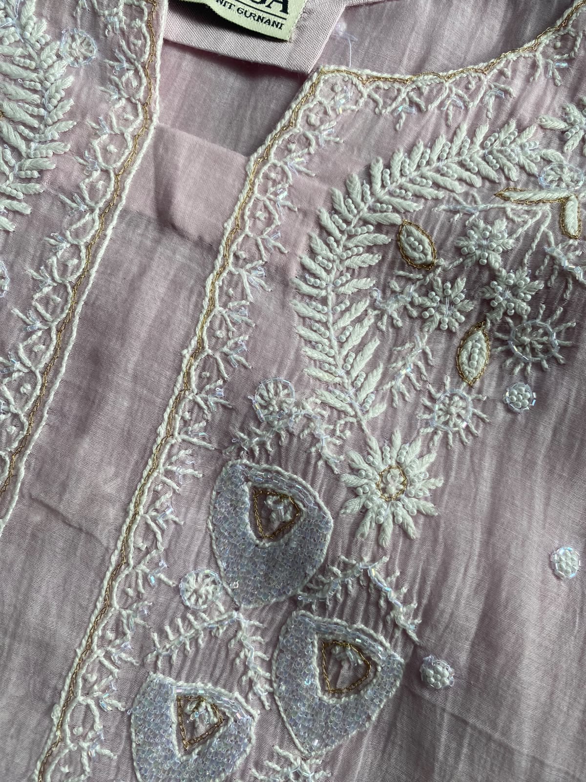 Rose Quartz Pink Chanderi Chikankari Kurta Set