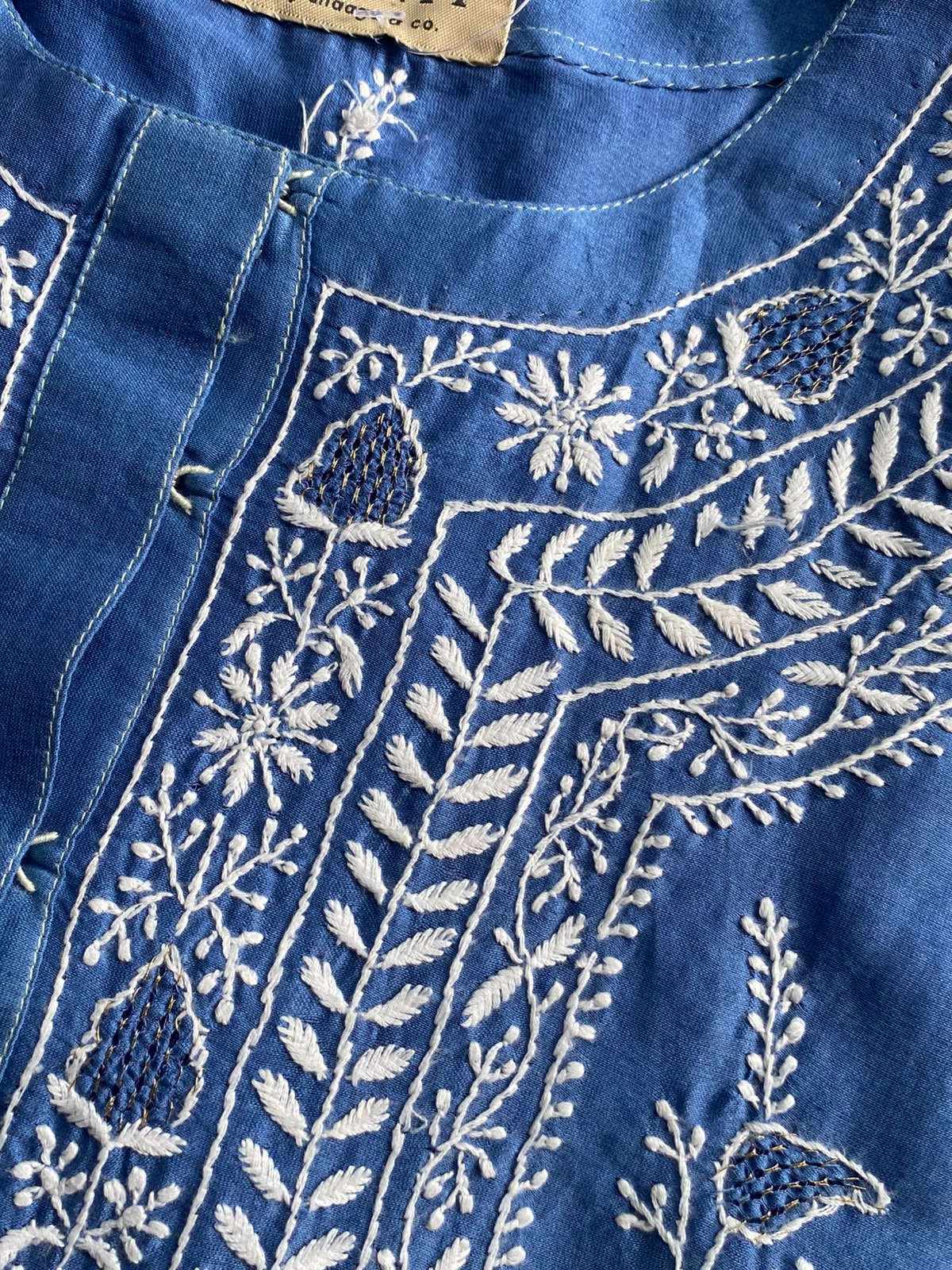 Royal Azure Blue Chanderi Chikankari Kurta Set