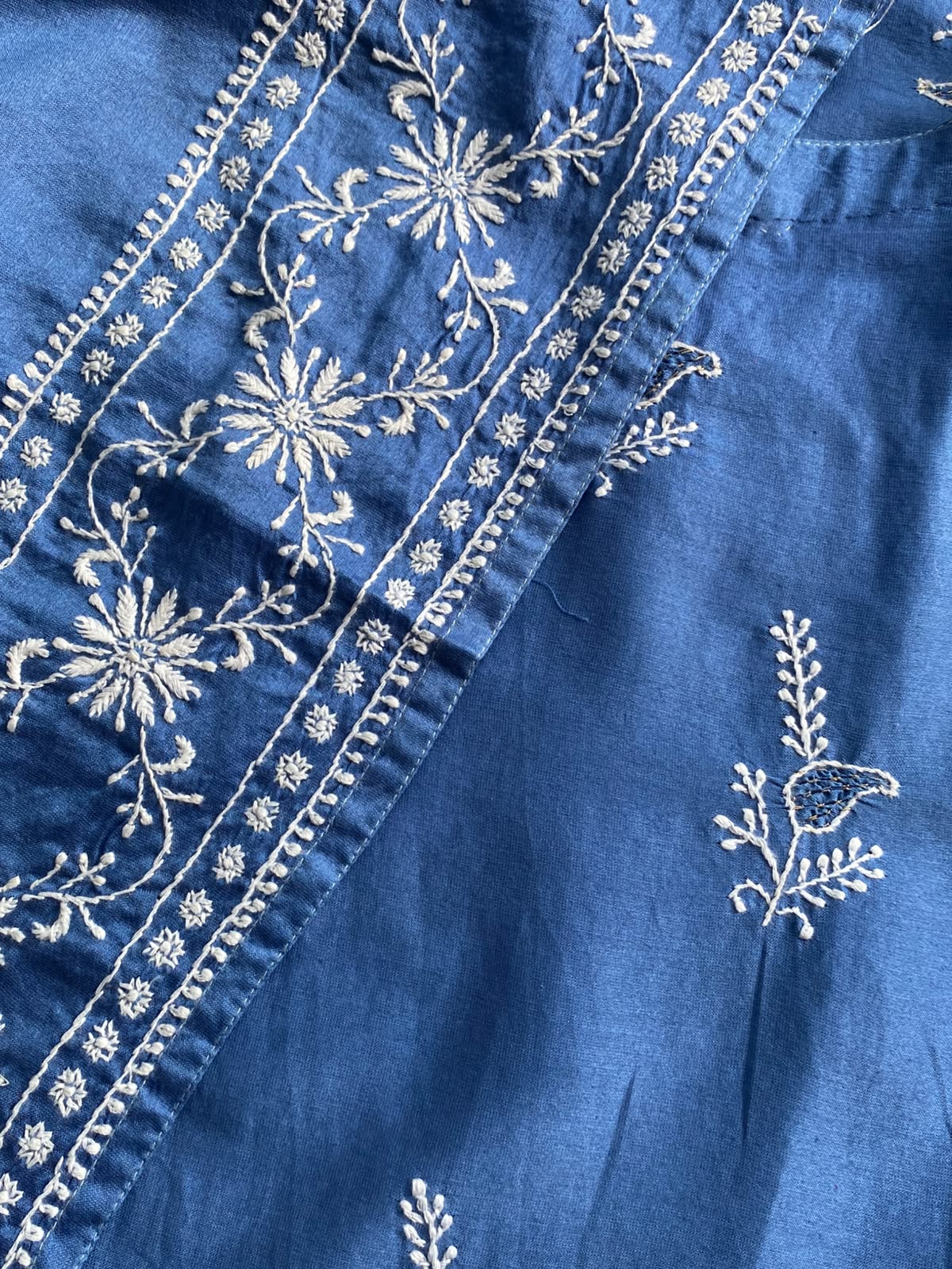 Royal Azure Blue Chanderi Chikankari Kurta Set