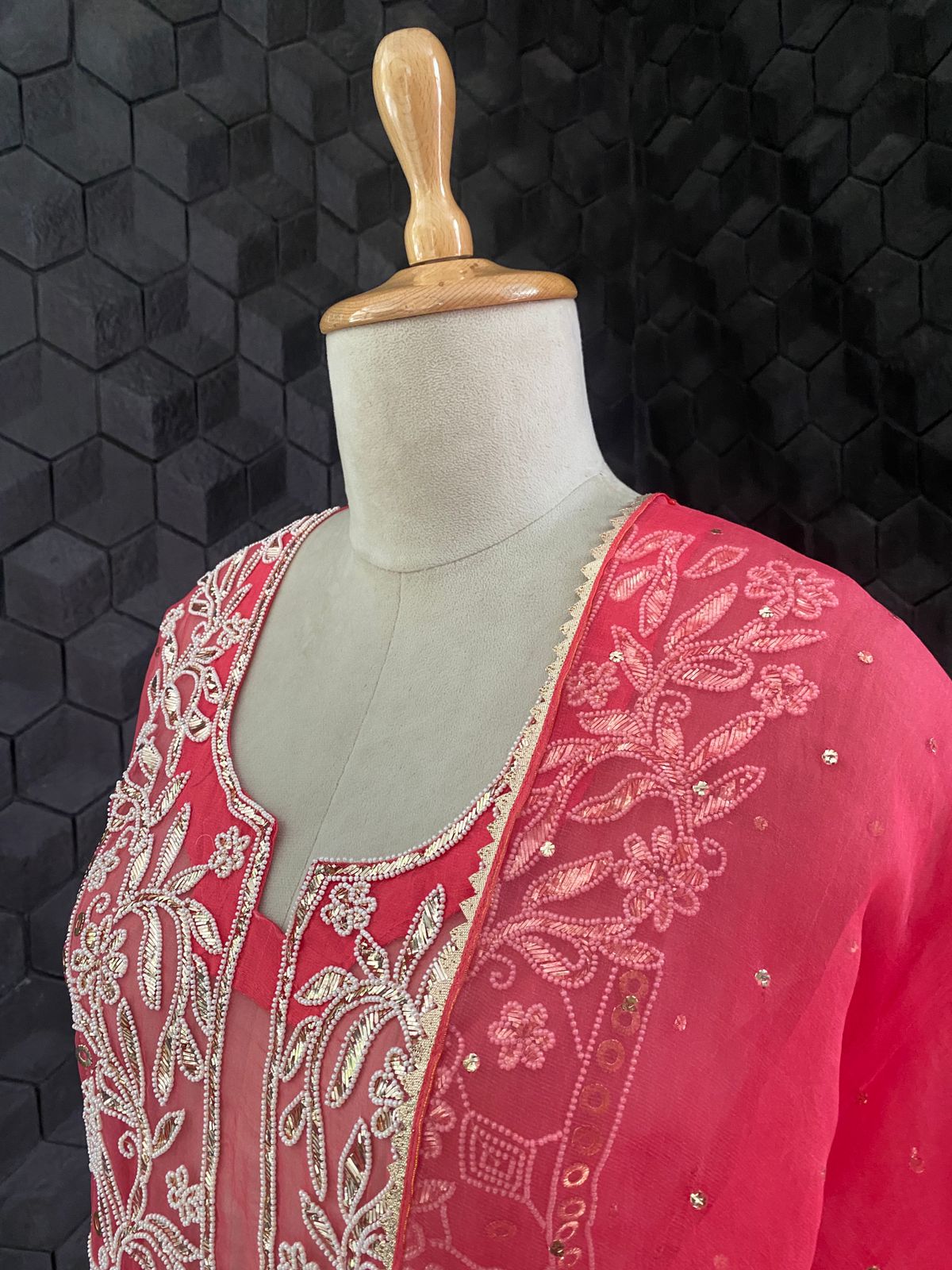 Fuchsia Pink Organza Kurta Set