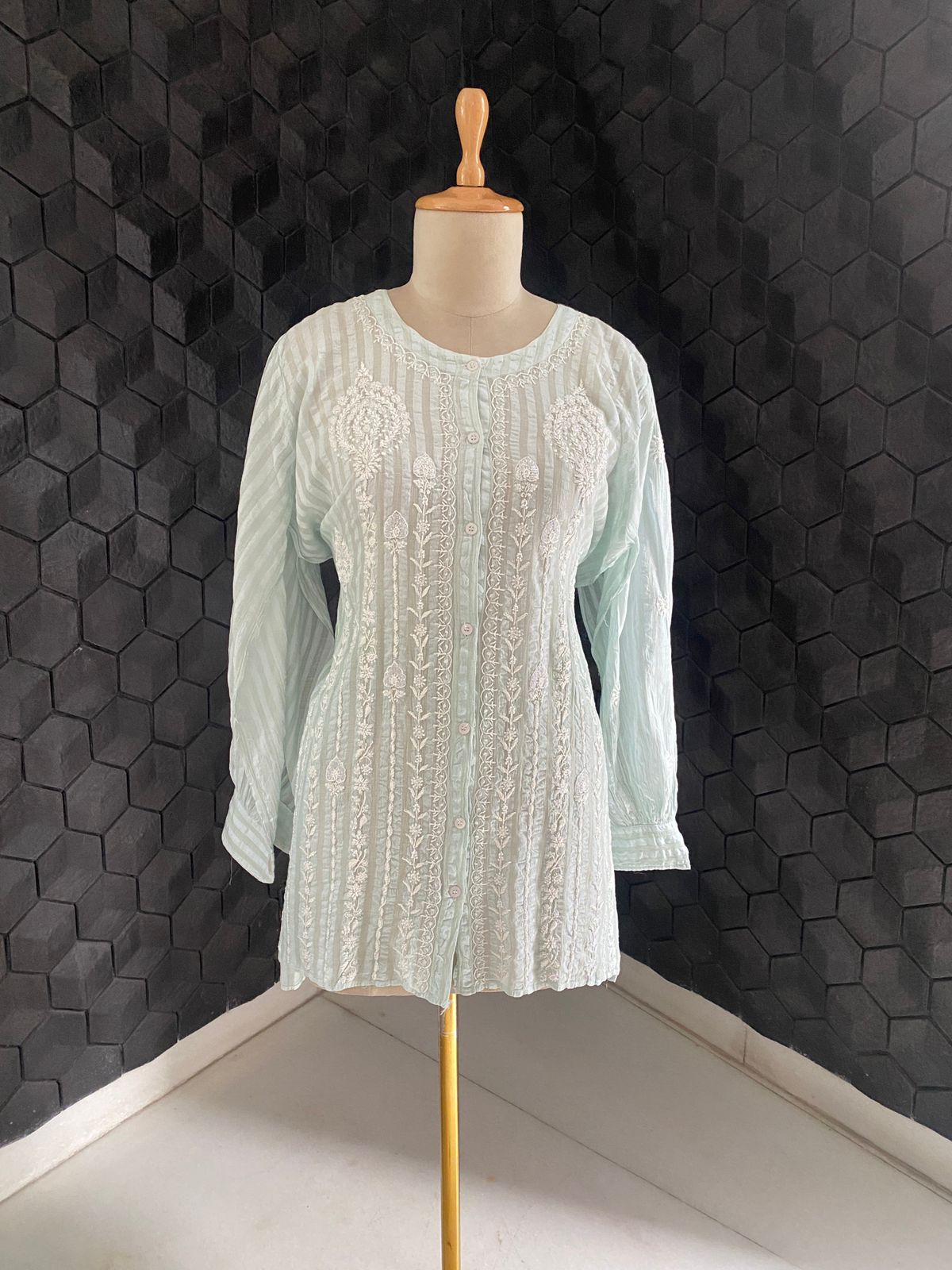 Mint Mul Chanderi Floral Co-ord Set