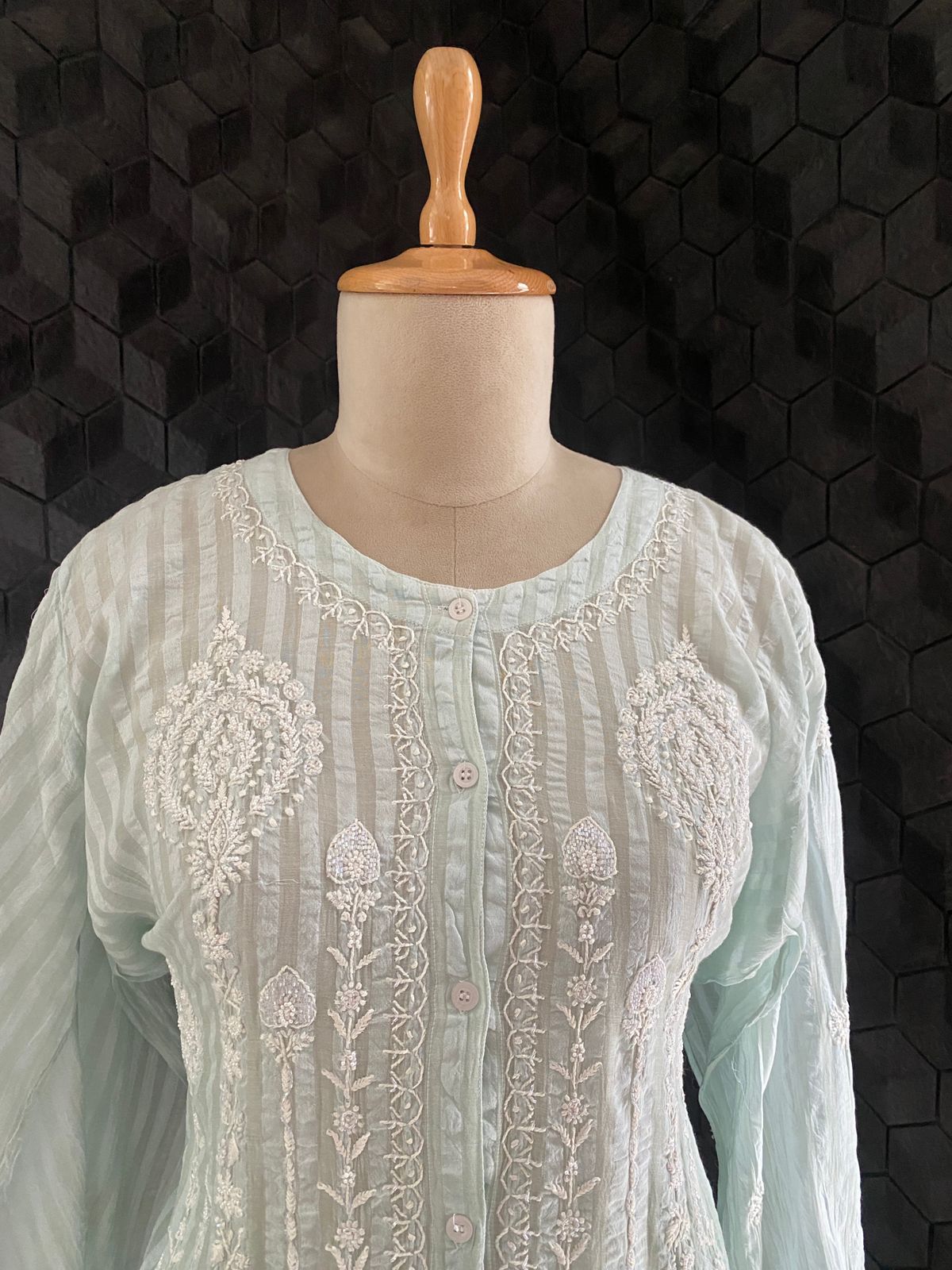Mint Mul Chanderi Floral Co-ord Set