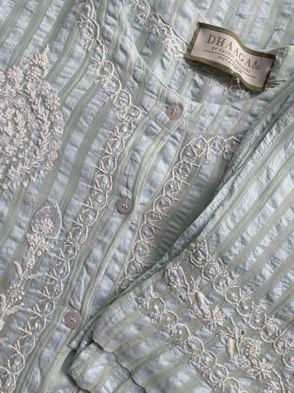 Mint Mul Chanderi Floral Co-ord Set