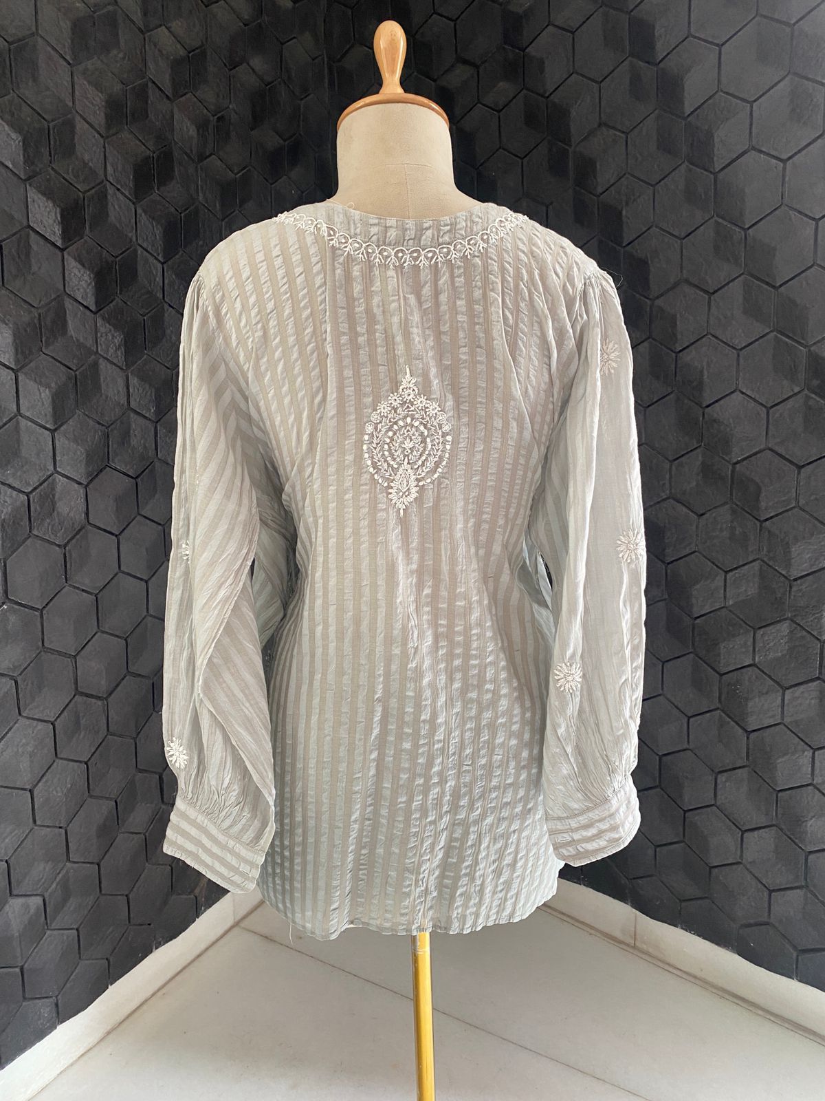 Pearl Grey Chikankari Mul Chanderi Co-ord Set