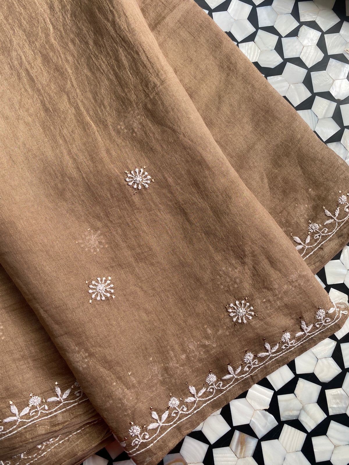 Beige Chikankari Co-ord Set
